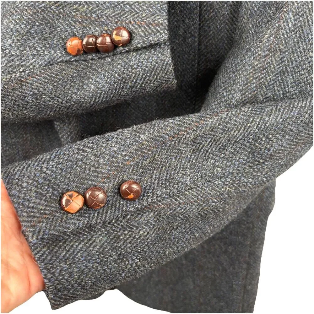 Robert Stock Classics Sport Coat Men's 42L Herringbone Tweed Blazer Wool Jacket